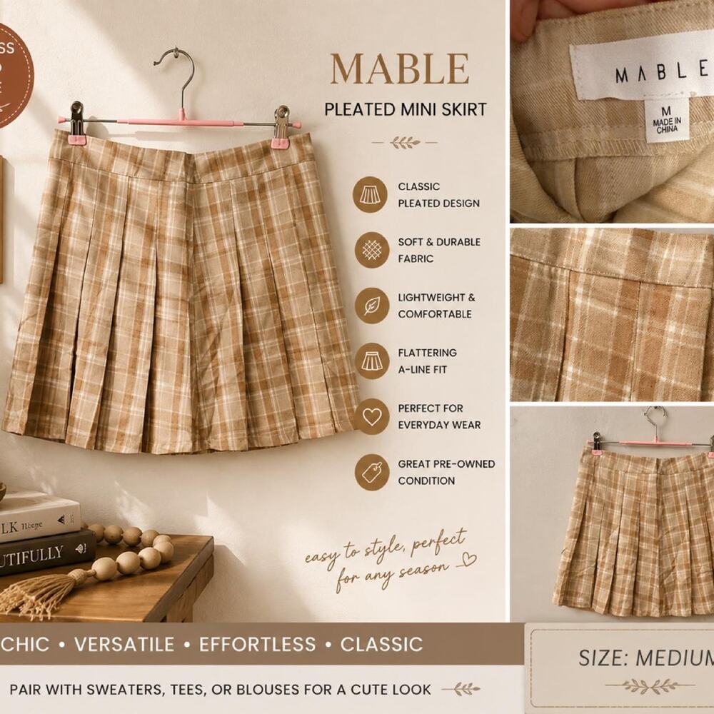 Mable tan and beige plaid